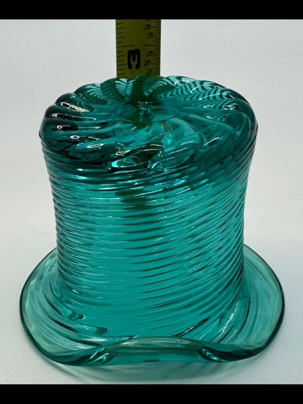 AVON "Vintage" Teal Swirl Glass Top Hat - Picture 10 of 10